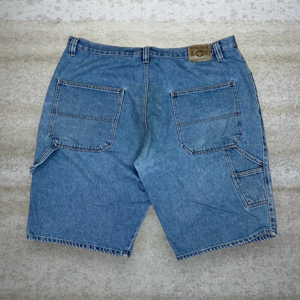 Vintage 90s Bugle Boy Carpenter Jean Shorts 42x13 Light Wash Denim 13" Inseam